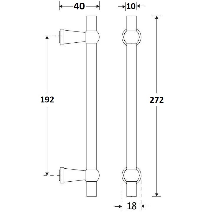 Meubelgreep Chemin de Fer 192 mm messing antiek - Afbeelding 2
