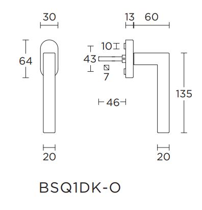 Draaikiepgarnituur BASICS BSQ1-DK-O PVD gunmetal - Afbeelding 2