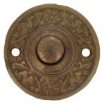 Beldrukker rond bewerkt messing antiek