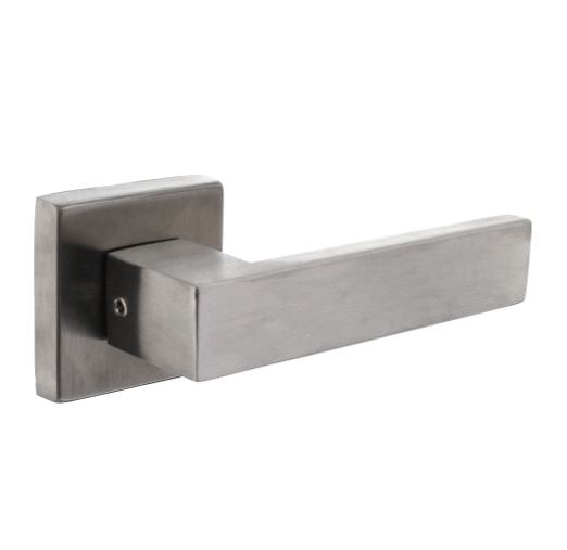 Intersteel Set achterdeurbeslag vierkant deurklink Amsterdam met massieve rozetten rvs