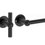 Deurklink op ongeveerd rozet Chemin de Fer L/T 100mm mat zwart