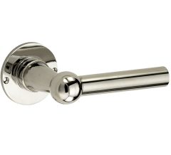 Deurklink op ongeveerd rozet Chemin de Fer 100mm glans nikkel