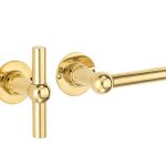 Deurklink op ongeveerd rozet Chemin de Fer L/T 100mm messing ongelakt