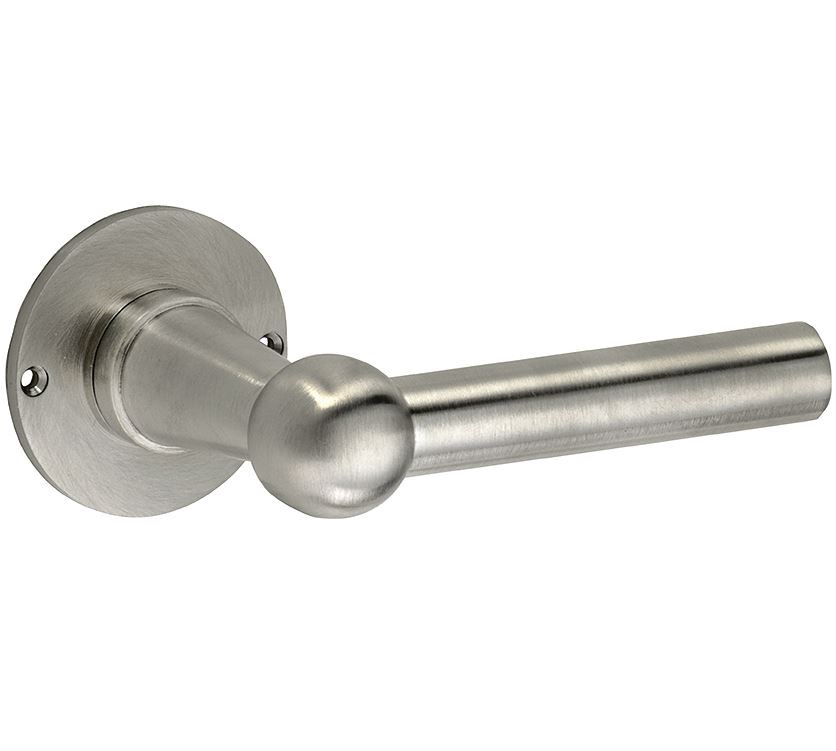 Deurklink op ongeveerd rozet Chemin de Fer 100mm mat nikkel ongelakt