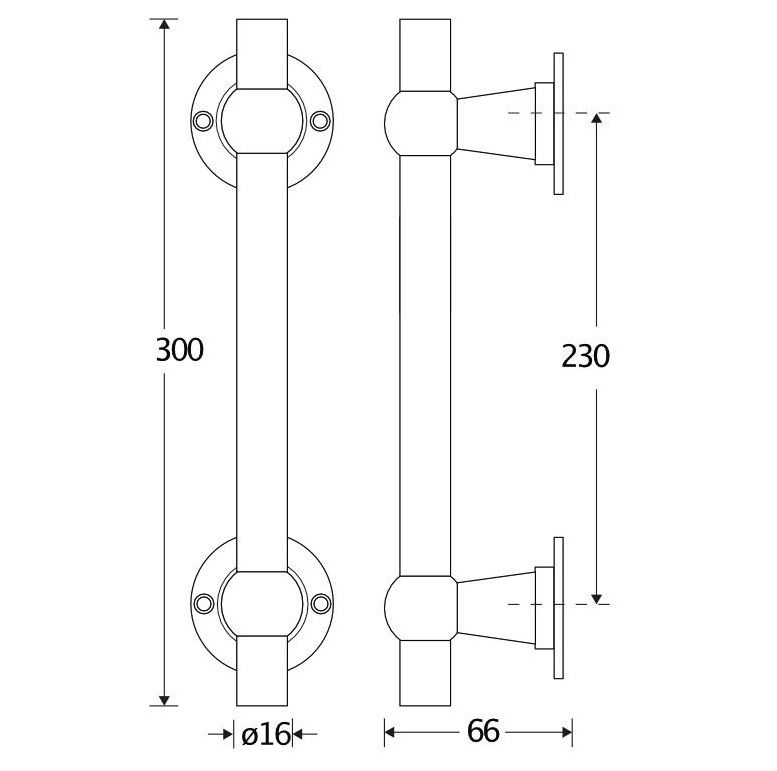 Deurgreep Chemin de Fer 300mm mat zwart - Afbeelding 2
