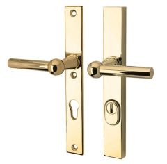 SKG3 PC55 kruk/kruk op smalschild Chemin de fer Links + kerntrekbeveiliging messing ongelakt