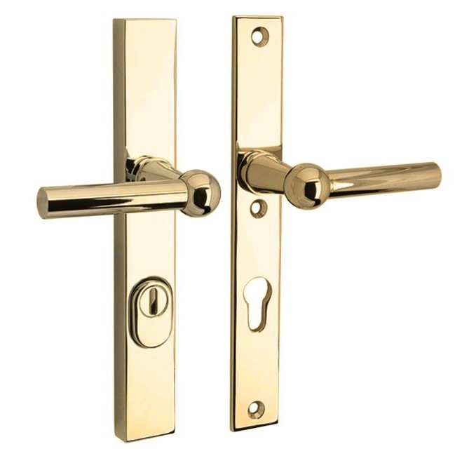 SKG3 PC55 kruk/kruk op smalschild Chemin de fer Rechts + kerntrekbeveiliging messing ongelakt