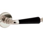 Deurklink op ongeveerd rozet Antique ebben glans nikkel