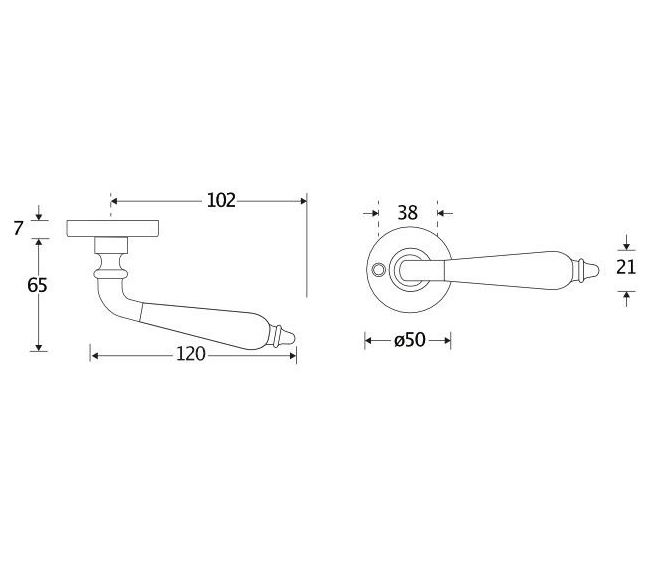 Deurklink op ongeveerd rozet Antique ebben glans nikkel - Afbeelding 2