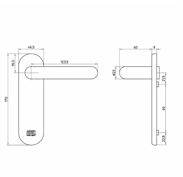 Nemef binnendeurbeslag brandwerend 2914 zwart - Afbeelding 2