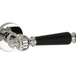 Deurklink op ongeveerd rozet Nouveau/Elegant glans nikkel