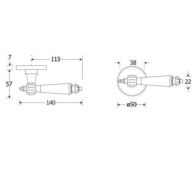 Deurklink op ongeveerd rozet Nouveau/Elegant glans nikkel - Afbeelding 2
