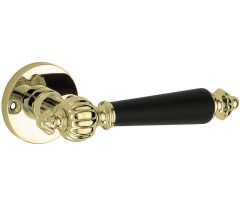 Deurklink op ongeveerd rozet Nouveau/Elegant messing gelakt