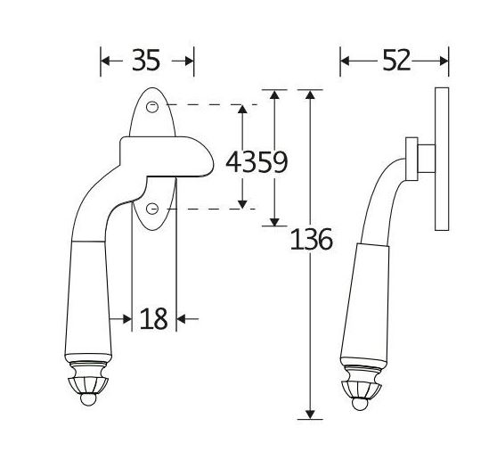 Raamsluiting Met Sluitplaat Links Nouveau glans nikkel - Afbeelding 2