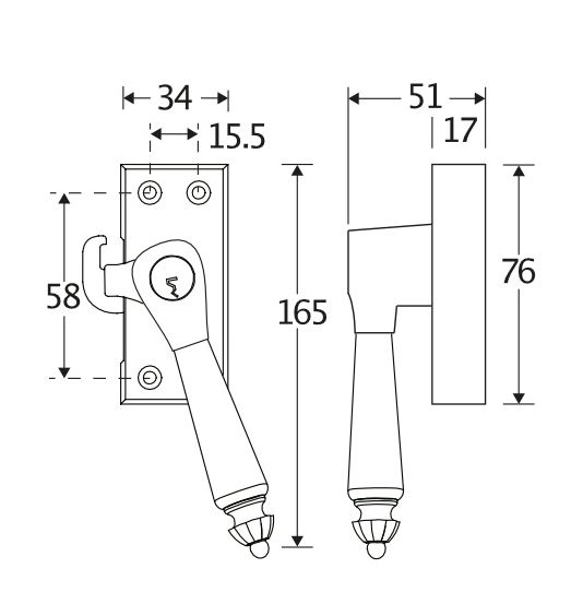 SKG Raamsluiting Met Sluitplaat Links Nouveau ebben glans nikkel - Afbeelding 2
