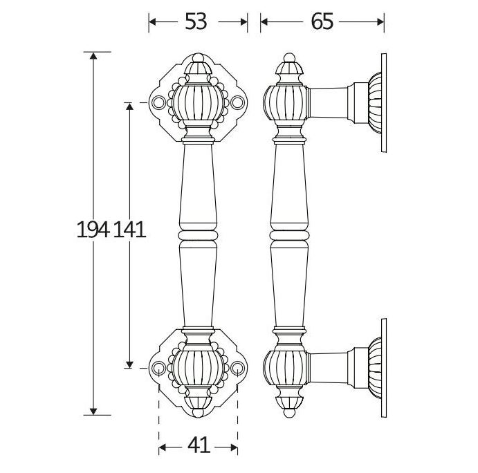 Deurgreep Nouveau ebben messing gelakt - Afbeelding 2