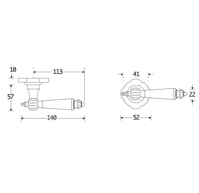Deurklink op ongeveerd rozet Nouveau glans nikkel - Afbeelding 2