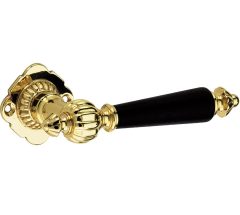 Deurklink op ongeveerd rozet Nouveau messing gelakt