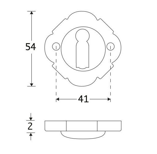 Set van twee Sleutelplaatjes Nouveau messing gelakt - Afbeelding 2