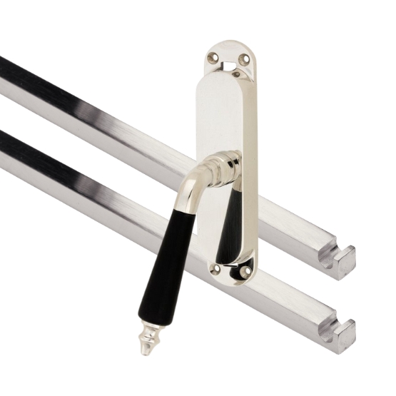 Kruk-espagnolet Antique ebben Links glans nikkel Inclusief 2 Stangen