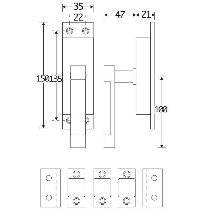 Kruk-espagnolet Dual Links glans nikkel Inclusief 2 Stangen - Afbeelding 2