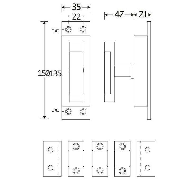 Kruk-espagnolet Dual mat nikkel Ongelakt Inclusief 2 Stangen - Afbeelding 2