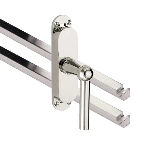 Kruk-espagnolet Chemin de Fer Rechts glans nikkel Inclusief 2 Stangen