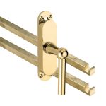 Kruk-espagnolet Chemin de Fer Rechts messing Ongelakt Inclusief 2 Stangen