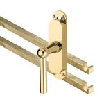 Kruk-espagnolet Chemin de Fer Links messing Ongelakt Inclusief 2 Stangen