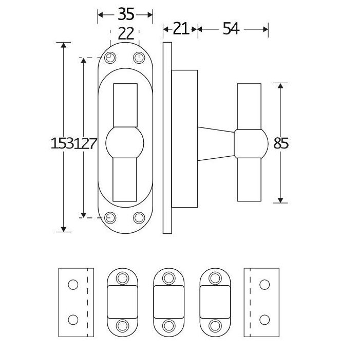 Kruk-espagnolet Chemin de Fer glans nikkel Inclusief 2 Stangen - Afbeelding 2