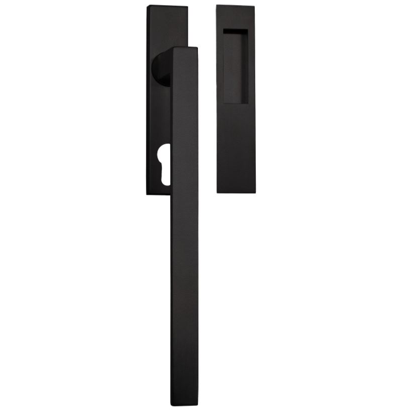 Hef/Schuifdeurbeslag Tavira PC69 met schuifdeurkom rvs zwart