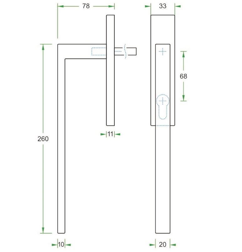Hef/Schuifdeurbeslag Tavira PC69 paar op rechthoekig schild rvs - Afbeelding 2