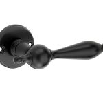 Deurklink op ongeveerd rozet Barock/facet mat zwart