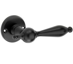 Deurklink op ongeveerd rozet Barock/facet mat zwart