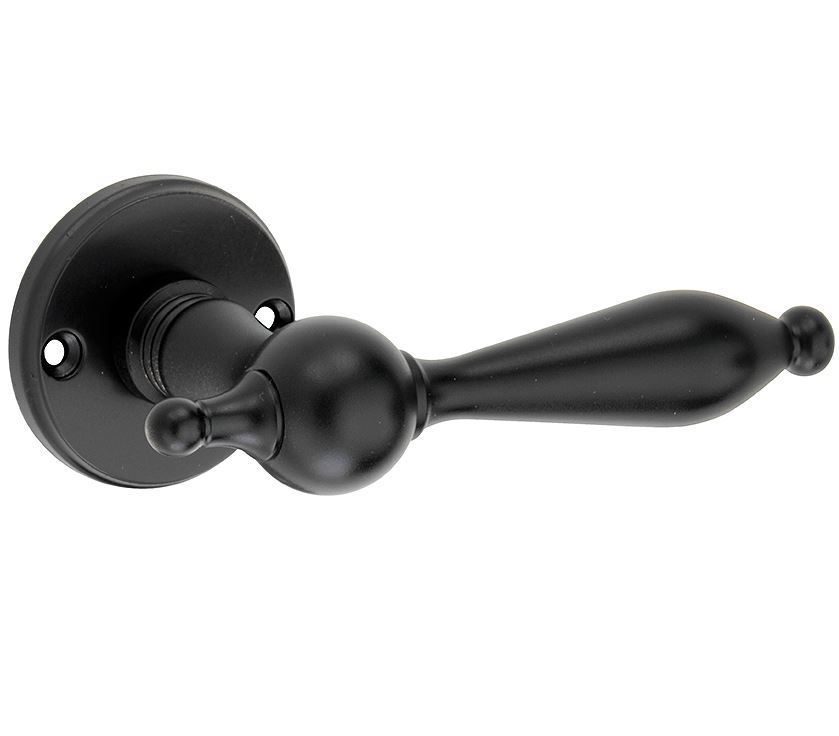 Deurklink op ongeveerd rozet Barock/facet mat zwart