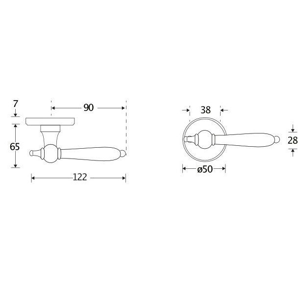 Deurklink op ongeveerd rozet Barock/facet mat zwart - Afbeelding 2