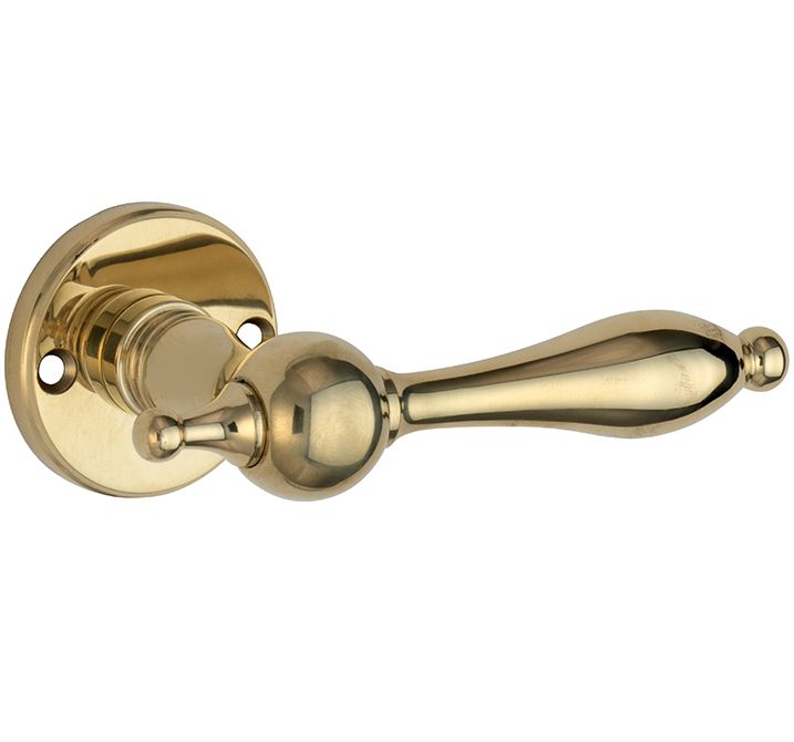 Deurklink op ongeveerd rozet Barock/facet messing ongelakt