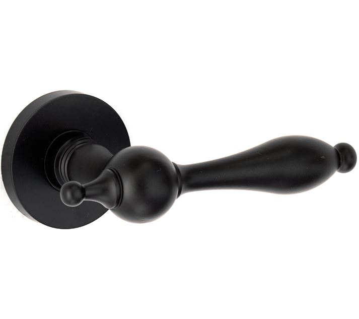 Deurklink op geveerd rozet Barock/Vivo mat zwart