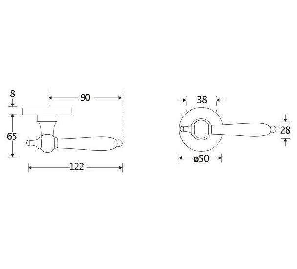 Deurklink op geveerd rozet Barock/Vivo mat zwart - Afbeelding 2