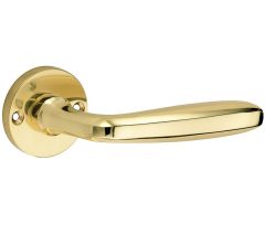 Deurklink op ongeveerd rozet Banaan/Elegant messing gelakt