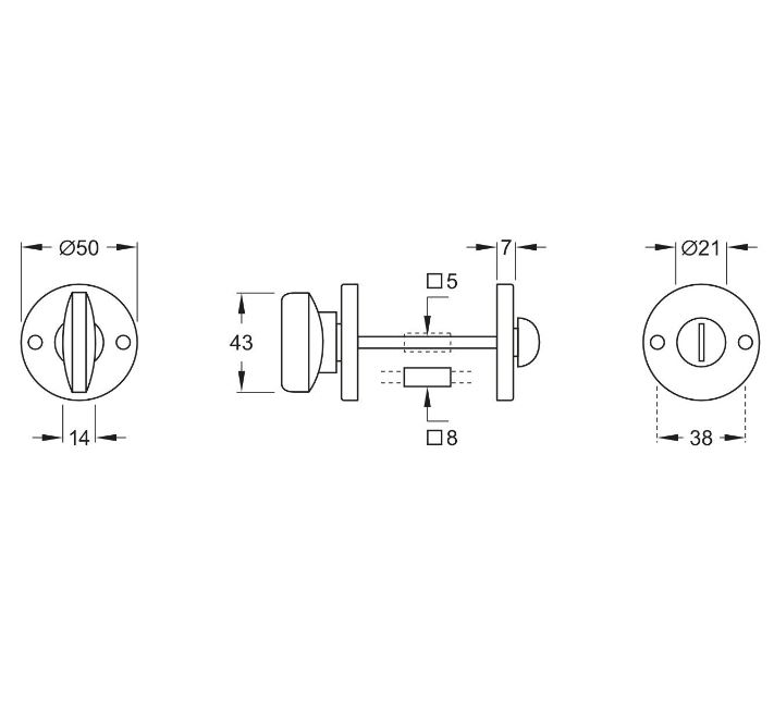 WC-Sluiting 5-8 mm Elegant mat nikkel ongelakt - Afbeelding 2