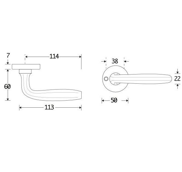 Deurklink op ongeveerd rozet Banaan/Elegant glans chroom - Afbeelding 2