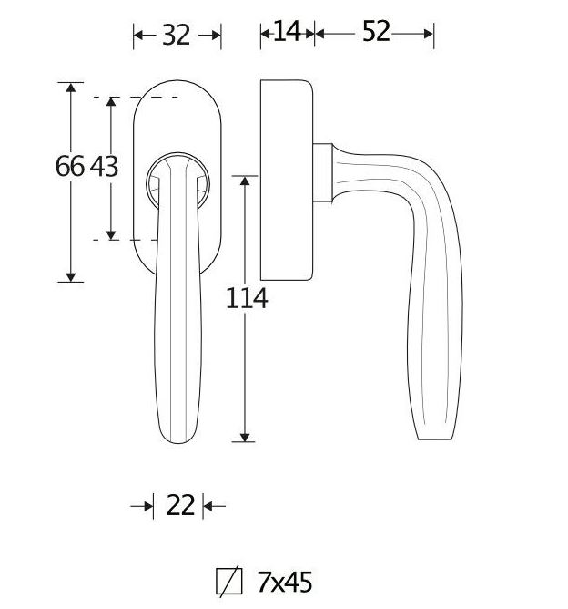 Draaikiepgarnituur Banaan/Elegant mat nikkel ongelakt - Afbeelding 2