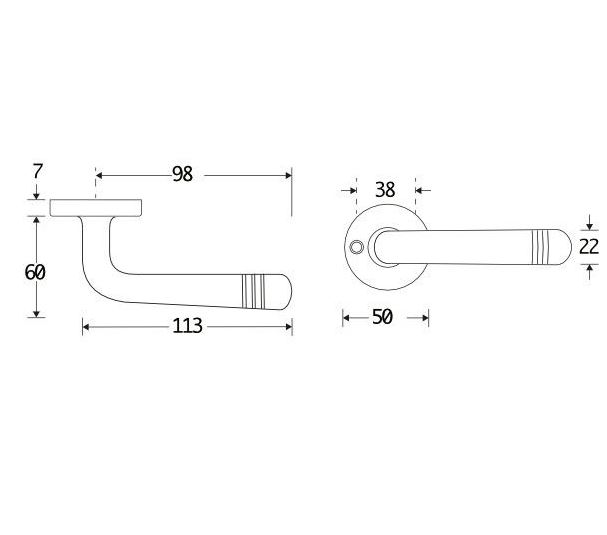 Deurklink op ongeveerd rozet Art-Deco/Elegant messing gelakt - Afbeelding 2