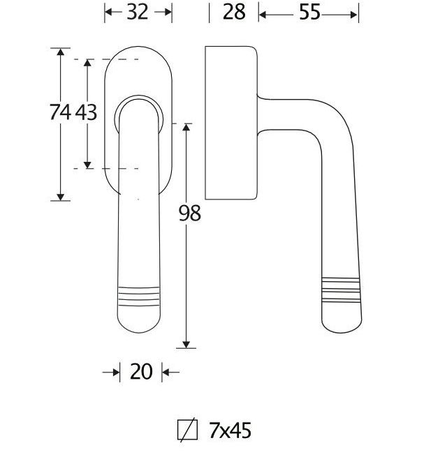 SKG2 Draaikiepgarnituur afsluitbaar Art-Deco/Elegant glans chroom - Afbeelding 2