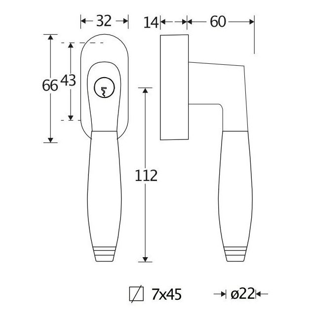 SKG2 Draaikiepgarnituur afsluitbaar Bonton ebben/ovaal glans nikkel - Afbeelding 2
