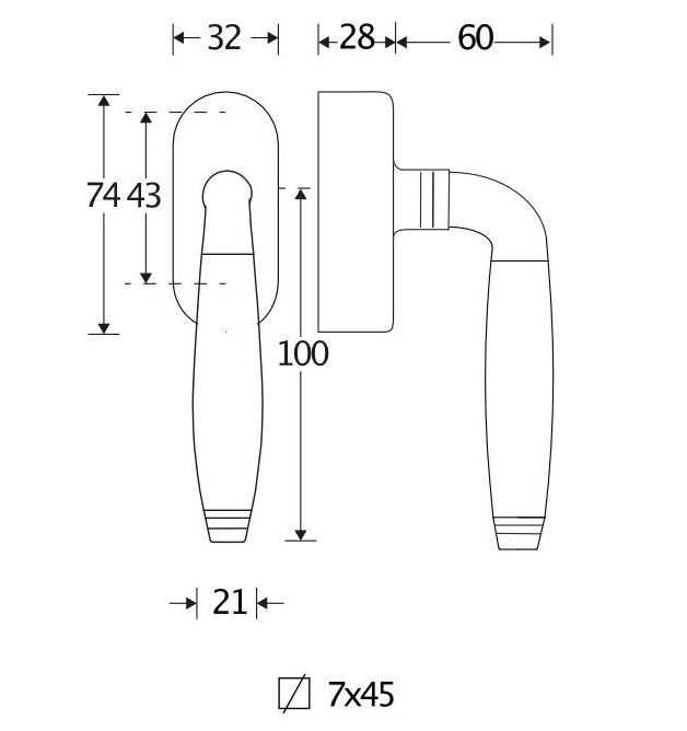 SKG2 Draaikiepgarnituur afsluitbaar Bonton ebben/Elegant messing ongelakt - Afbeelding 2
