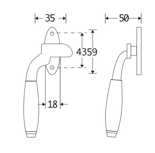Raamsluiting Met Sluitplaat Rechts Bonton ebben glans nikkel - Afbeelding 2