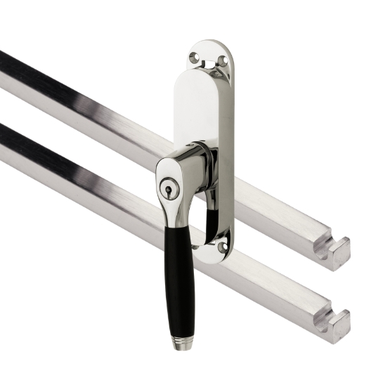 Kruk-espagnolet Afsluitbaar Bonton ebben Links glans nikkel Inclusief 2 Stangen