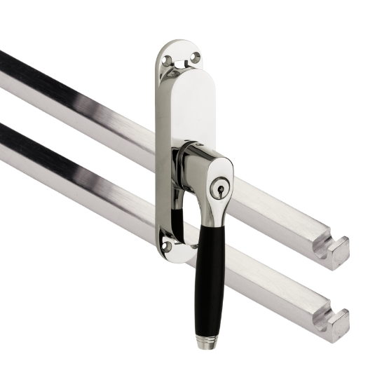 Kruk-espagnolet Afsluitbaar Bonton ebben Rechts glans nikkel Inclusief 2 Stangen